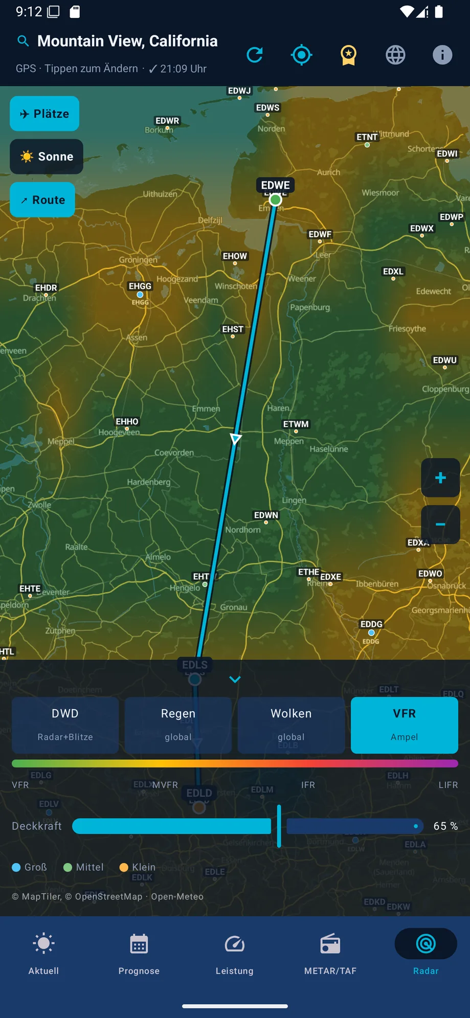 VFR-Ampel-Heatmap auf der Karte
